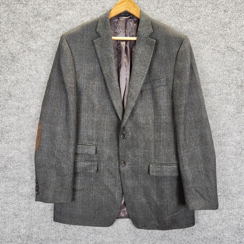 Lauren Ralph Lauren Blazer Mens 42 Long Gray Wool Elbow Patch Sport Coat Jacket